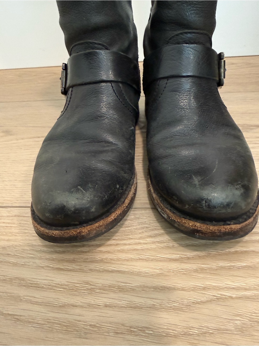 Frye Black Leather Combat/Moto Tall Boots - Picture 5 of 7